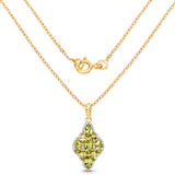 14K Yellow Gold Plated 4.02 Carat Genuine Peridot & White Topaz .925 Sterling Silver Pendant