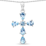 2.72 Carat Genuine Blue Topaz .925 Sterling Silver Pendant