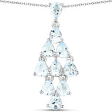2.20 Carat Genuine Aquamarine .925 Sterling Silver Pendant