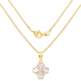 14K Yellow Gold Plated 1.19 Carat Genuine Ethiopian Opal and White Topaz .925 Sterling Silver Pendant