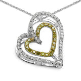 0.51 Carat Genuine White Diamond & Yellow Diamond .925 Sterling Silver Pendant