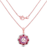 14K Rose Gold Plated 2.30 Carat Genuine Morganite, Rhodolite and Amethyst .925 Sterling Silver Pendant