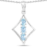 1.53 Carat Genuine Blue Topaz .925 Sterling Silver Pendant