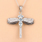1.86 Carat Genuine Aquamarine and White Zircon .925 Sterling Silver Pendant