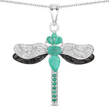 1.87 Carat Genuine Zambian Emerald and White Topaz .925 Sterling Silver Pendant