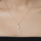 0.56 Carat Genuine Ethiopian Opal and White Diamond 14K Yellow Gold Pendant