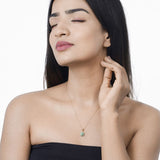 0.72 Carat Genuine Zambian Emerald and White Diamond 14K Yellow Gold Pendant
