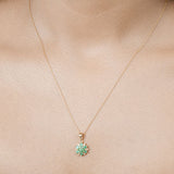0.72 Carat Genuine Zambian Emerald and White Diamond 14K Yellow Gold Pendant