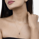 0.40 Carat Genuine Blue Sapphire and White Diamond 14K Yellow Gold Pendant