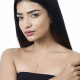 0.34 Carat Genuine Zambian Emerald and White Diamond 14K Yellow Gold Pendant