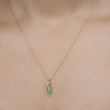 0.34 Carat Genuine Zambian Emerald and White Diamond 14K Yellow Gold Pendant