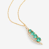 0.34 Carat Genuine Zambian Emerald and White Diamond 14K Yellow Gold Pendant