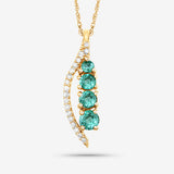 0.34 Carat Genuine Zambian Emerald and White Diamond 14K Yellow Gold Pendant