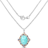 18.50 Carat Genuine Multi Stone .925 Sterling Silver Pendant