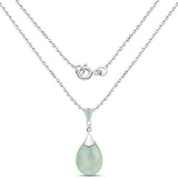 11.92 Carat Genuine Prehnite .925 Sterling Silver Pendant