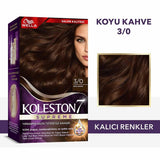 Wella Koleston Supreme Dark Brown Hair Dye 3/0 - Intense Color, Gray Coverage & Shine - Permanent At-Home Hair Color Kit