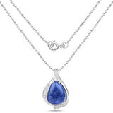 2.39 Carat Genuine Blue Aventurine and White Topaz .925 Sterling Silver Pendant