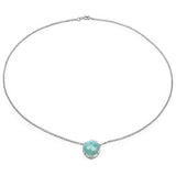 6.71 Carat Genuine Aquamarine and White Topaz .925 Sterling Silver Pendant