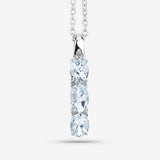 0.95 Carat Genuine Aquamarine and White Diamond .925 Sterling Silver Pendant