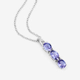 1.11 Carat Genuine Tanzanite and White Diamond .925 Sterling Silver Pendant