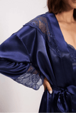Pierre Cardin 4510 Nightgown & Robe Set Navy Blue