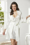 Pierre Cardin 6965 Satin Six-Piece Loungewear Set in Ecru