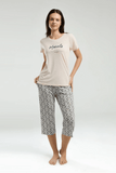 Pierre Cardin Women's Capri Pajama Set in Beige