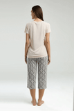 Pierre Cardin Women's Capri Pajama Set in Beige