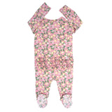 Pink Lemon Floral Print Ruffle Footie
