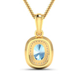 1.35 Carat Genuine Aquamarine and White Diamond 14K Yellow Gold Pendant