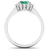 1.87 Carat Genuine Zambian Emerald  and White Diamond 14K White Gold Ring