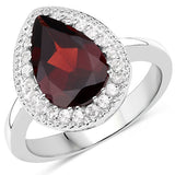3.94 Carat Genuine Garnet & White Topaz .925 Sterling Silver Ring