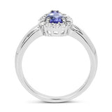 0.96 Carat Genuine Tanzanite and White Topaz .925 Sterling Silver Ring