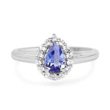 0.96 Carat Genuine Tanzanite and White Topaz .925 Sterling Silver Ring