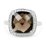 3.96 Carat Genuine Smoky Quartz .925 Sterling Silver Ring