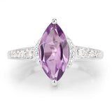 1.55 Carat Genuine Amethyst and White Topaz .925 Sterling Silver Ring
