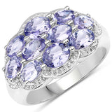 2.66 Carat Genuine Tanzanite .925 Sterling Silver Ring