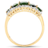 18K Yellow Gold Plated 2.70 Carat Genuine Chrome Diopside and White Topaz .925 Sterling Silver Ring