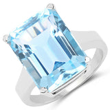 15.53 Carat Genuine Blue Topaz .925 Sterling Silver Ring