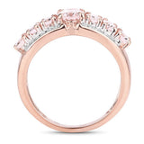 2.15 Carat Genuine Morganite and White Diamond .925 Sterling Silver Ring
