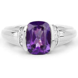 1.52 Carat Genuine Amethyst and White Topaz .925 Sterling Silver Ring
