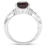 2.03 Carat Genuine Smoky Quartz & White Topaz .925 Sterling Silver Ring