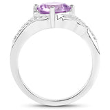 1.32 Carat Genuine Amethyst & White Topaz .925 Sterling Silver Ring