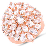 14K Rose Gold Plated 4.55 Carat Genuine Morganite .925 Sterling Silver Ring