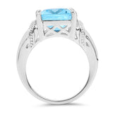 8.89 Carat Genuine Swiss Blue Topaz .925 Sterling Silver Ring