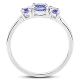 1.41 Carat Genuine Tanzanite .925 Sterling Silver Ring