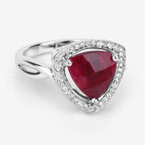 3.25 Carat Dyed Ruby and White Topaz .925 Sterling Silver Ring