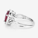 3.25 Carat Dyed Ruby and White Topaz .925 Sterling Silver Ring