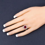 3.25 Carat Dyed Ruby and White Topaz .925 Sterling Silver Ring