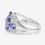 3.24 Carat Genuine Tanzanite and White Topaz .925 Sterling Silver Ring